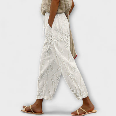 Zoey - Bedruckte Hose mit Weinlaub-Muster