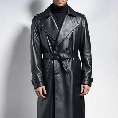 Knielanger, zweireihiger Trenchcoat für Herren