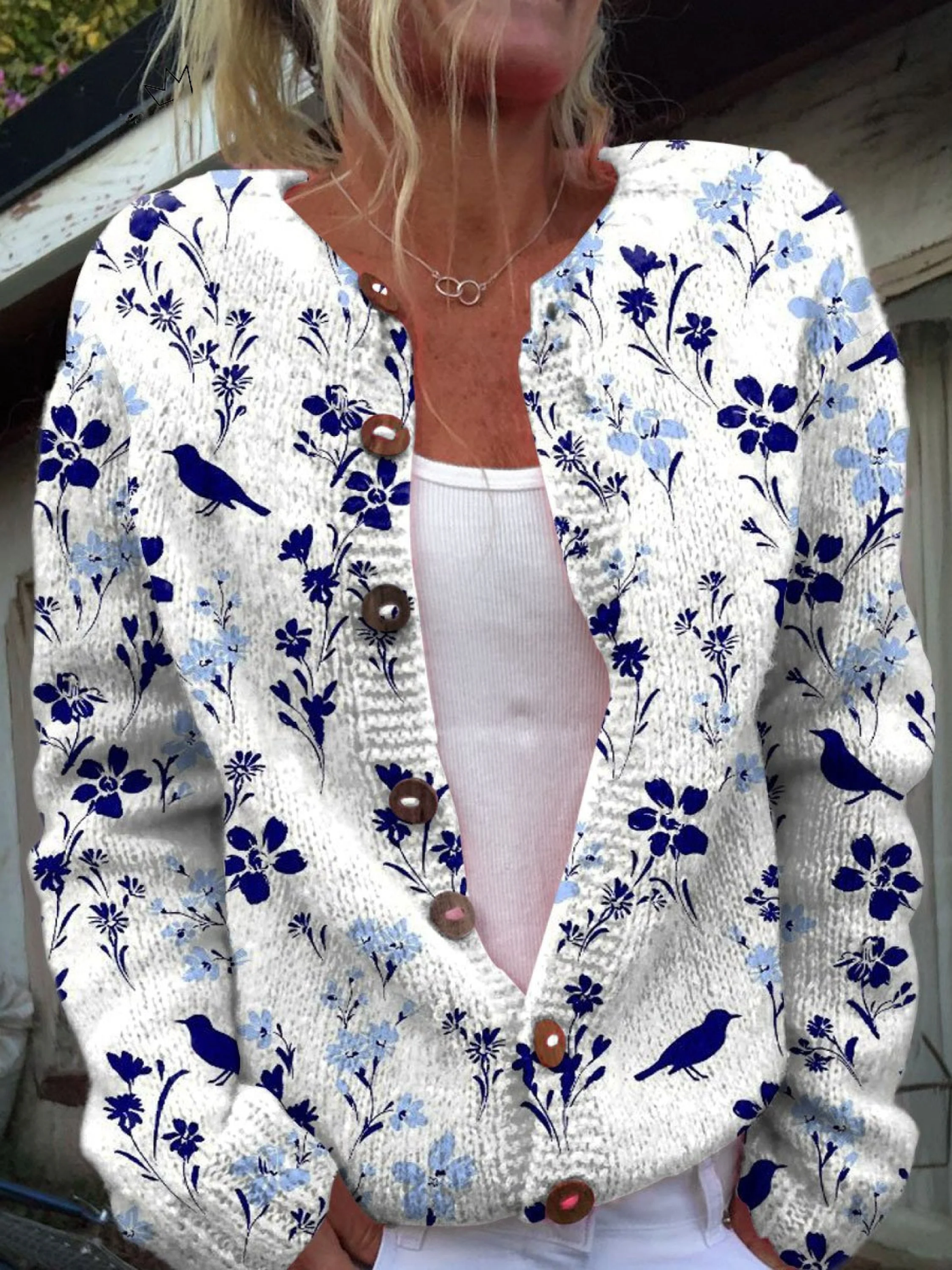 Madelin | Vintage Blüten Cardigan mit Knöpfen