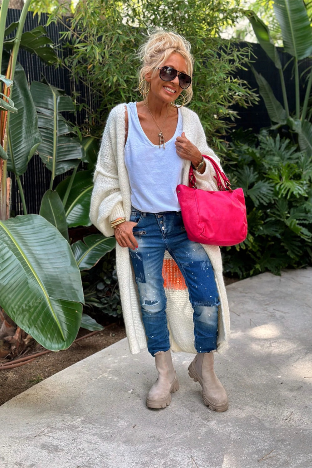 Lieblich - Übergroßer Strick-Langcardigan