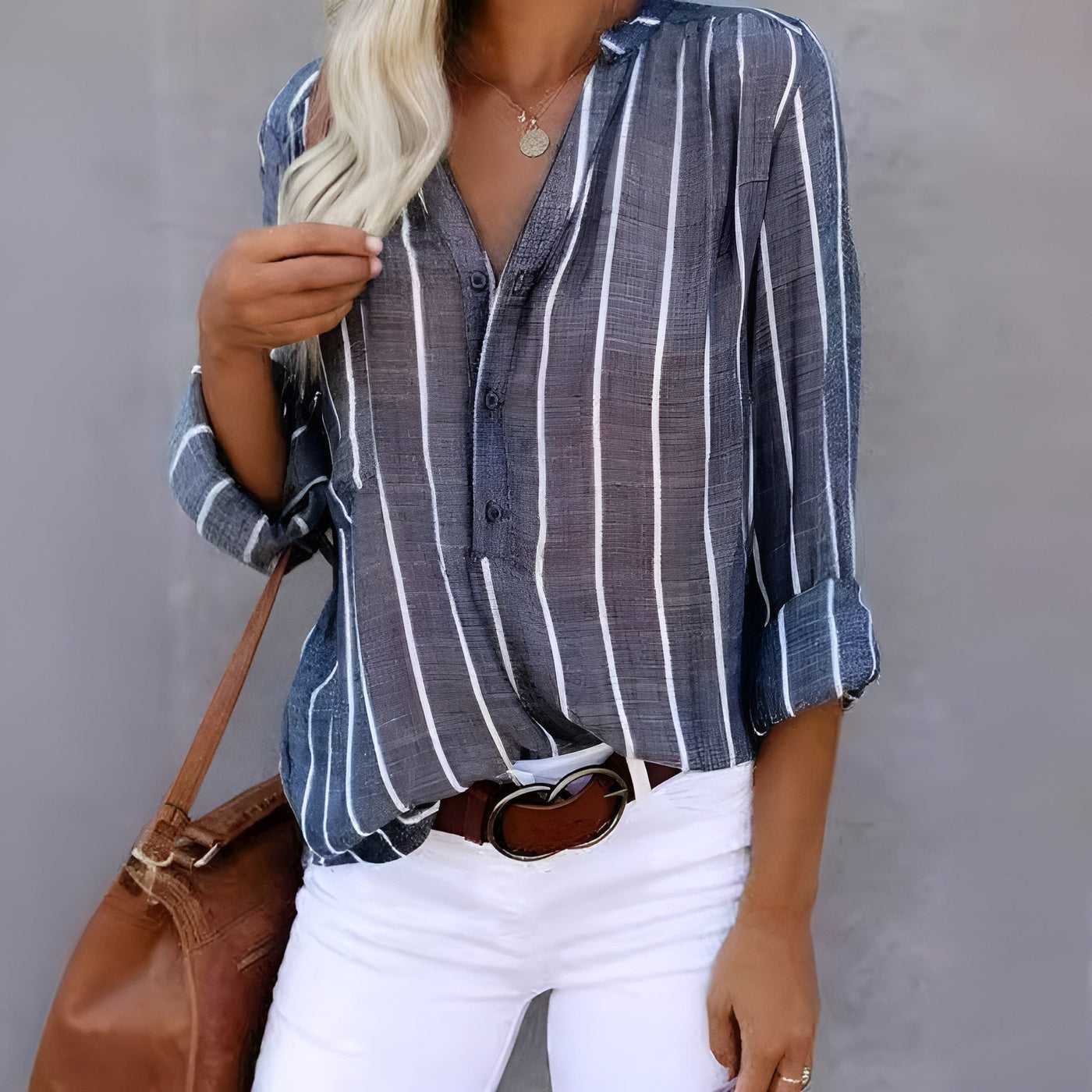 Maddie - Gestreifte Button-Up-Bluse