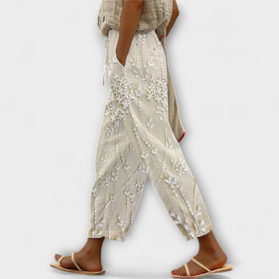 Zoey - Bedruckte Hose mit Weinlaub-Muster