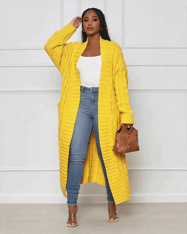 Theodora - V-Ausschnitt Langer Freizeitcardigan