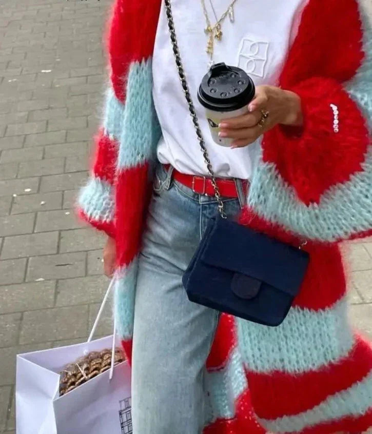 Sue | Übergroßer Flauschiger Langer Cardigan